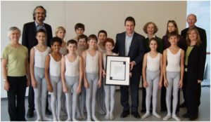 Group of ballet with scholarship diploma picture