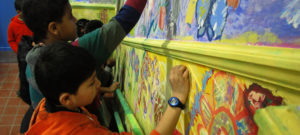 kids, painting a wall