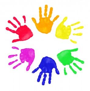 kids handprint with different colors