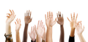 raising hands